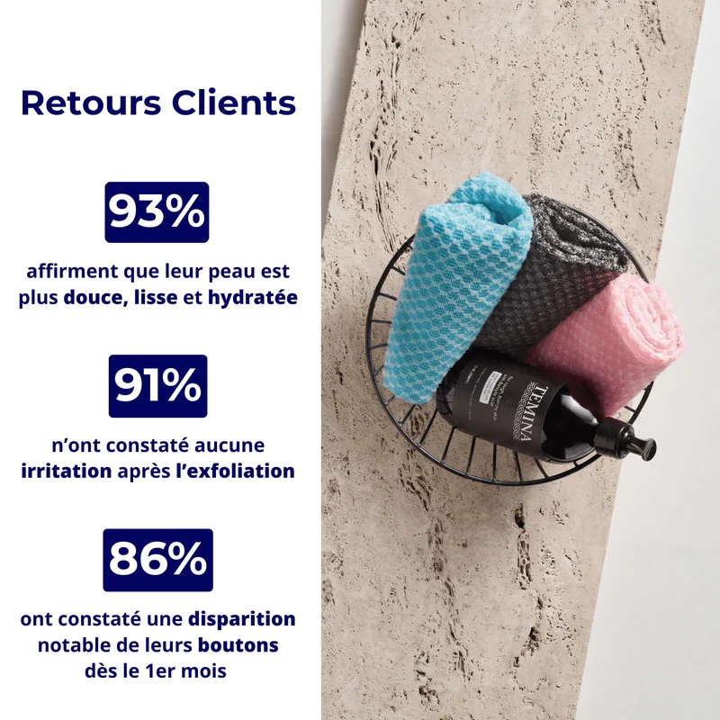 Serviette de douche japonaise exfoliante et antibactérienne