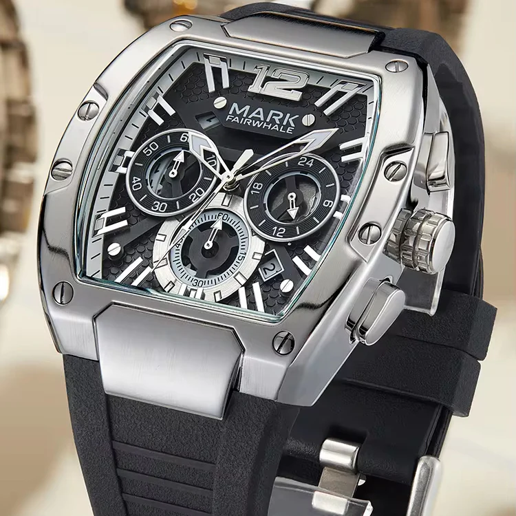 Montre de Luxe Multifonction pour Homme – Design Élégant, Mouvement Quartz Précis et Résistante à l’Eau 🇬🇦